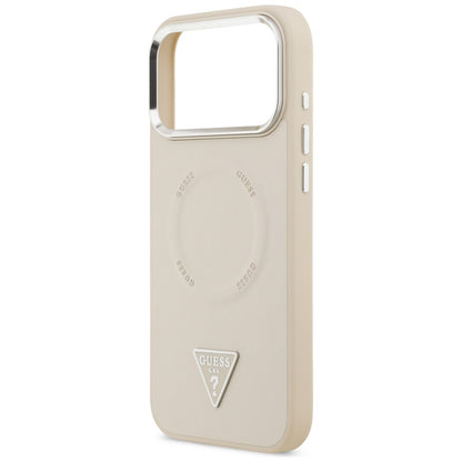 MagSafe-deksel for Apple iPhone 17 Pro Max, Guess, Triangle Logo, Beige Sølv