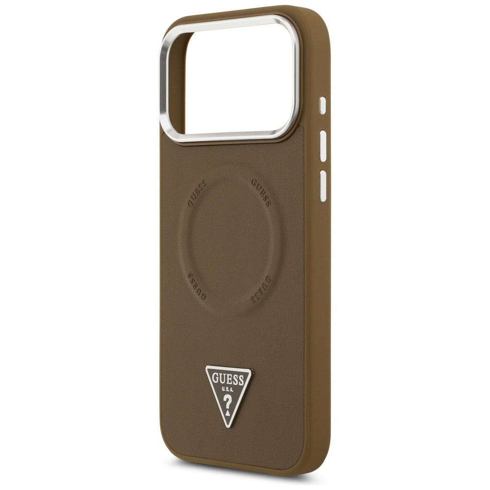 MagSafe-deksel for Apple iPhone 17 Pro Max, Guess, Triangle Logo, Sølvbrun