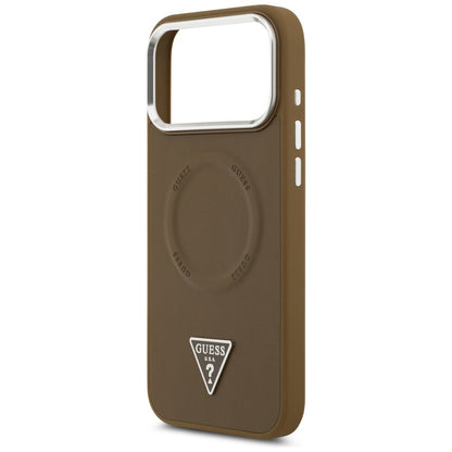 MagSafe-deksel for Apple iPhone 17 Pro Max, Guess, Triangle Logo, Sølvbrun