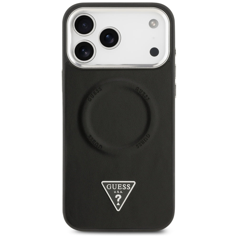 MagSafe-deksel for Apple iPhone 17 Pro Max, Guess, Triangle Logo, Svart Sølv