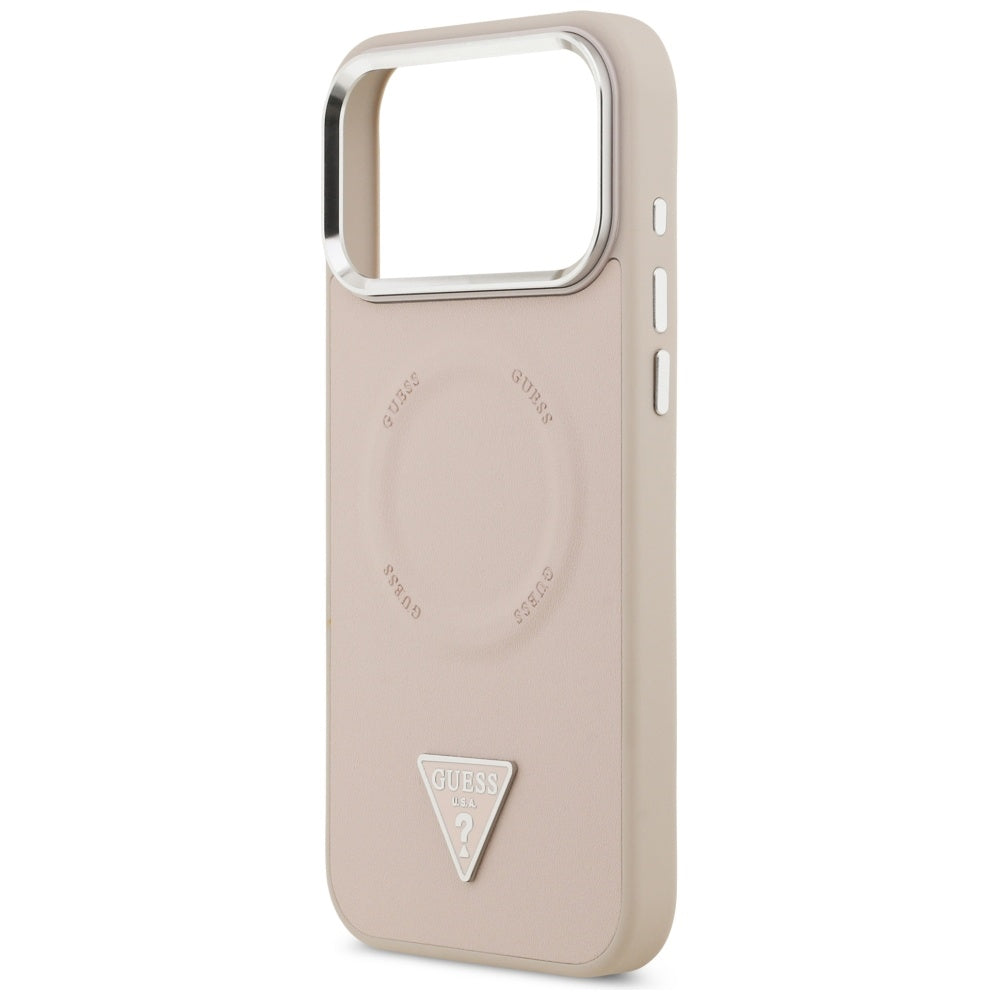 MagSafe-deksel for Apple iPhone 17 Pro Max, Guess, Triangle Logo, Rosa Sølv