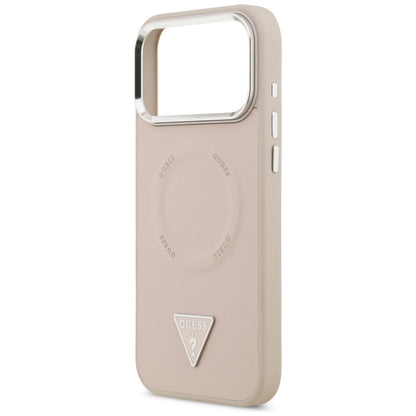 MagSafe-deksel for Apple iPhone 17 Pro Max, Guess, Triangle Logo, Rosa Sølv