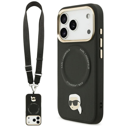 MagSafe-deksel for Apple iPhone 17 Pro Max, Karl Lagerfeld, Big Strap Karl Metal Logo, Svart