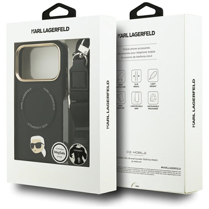 MagSafe-deksel for Apple iPhone 17 Pro Max, Karl Lagerfeld, Big Strap Karl Metal Logo, Svart