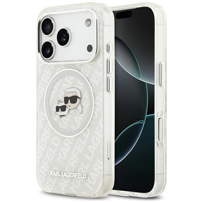 MagSafe-deksel for Apple iPhone 17 Pro Max, Karl Lagerfeld, Glitter Karl & Choupette Head, Hvit