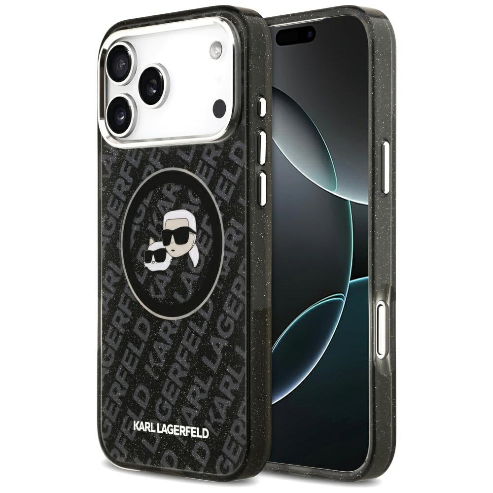 MagSafe-deksel for Apple iPhone 17 Pro Max, Karl Lagerfeld, Glitter Karl & Choupette Head, Svart