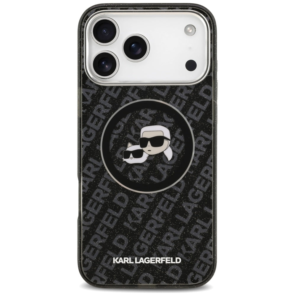 MagSafe-deksel for Apple iPhone 17 Pro Max, Karl Lagerfeld, Glitter Karl & Choupette Head, Svart
