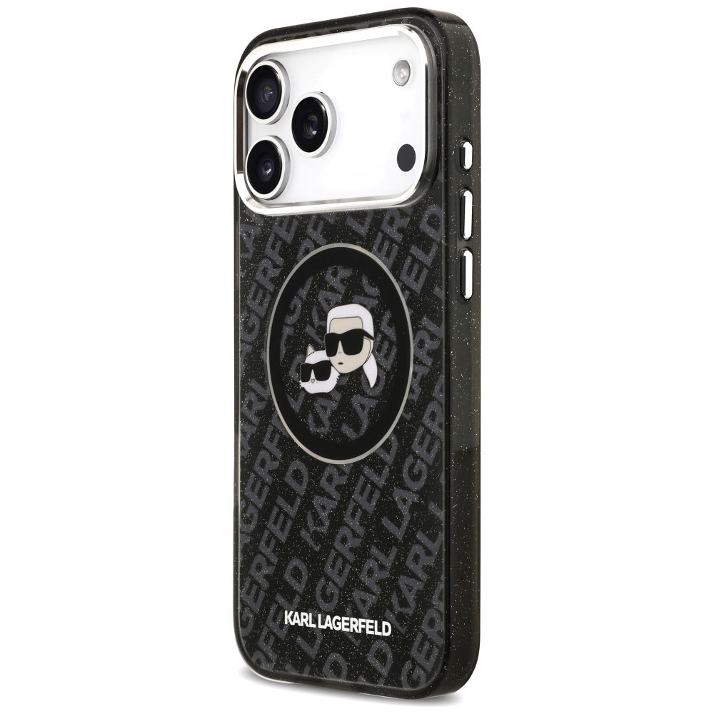 MagSafe-deksel for Apple iPhone 17 Pro Max, Karl Lagerfeld, Glitter Karl & Choupette Head, Svart