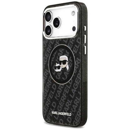 MagSafe-deksel for Apple iPhone 17 Pro Max, Karl Lagerfeld, Glitter Karl & Choupette Head, Svart