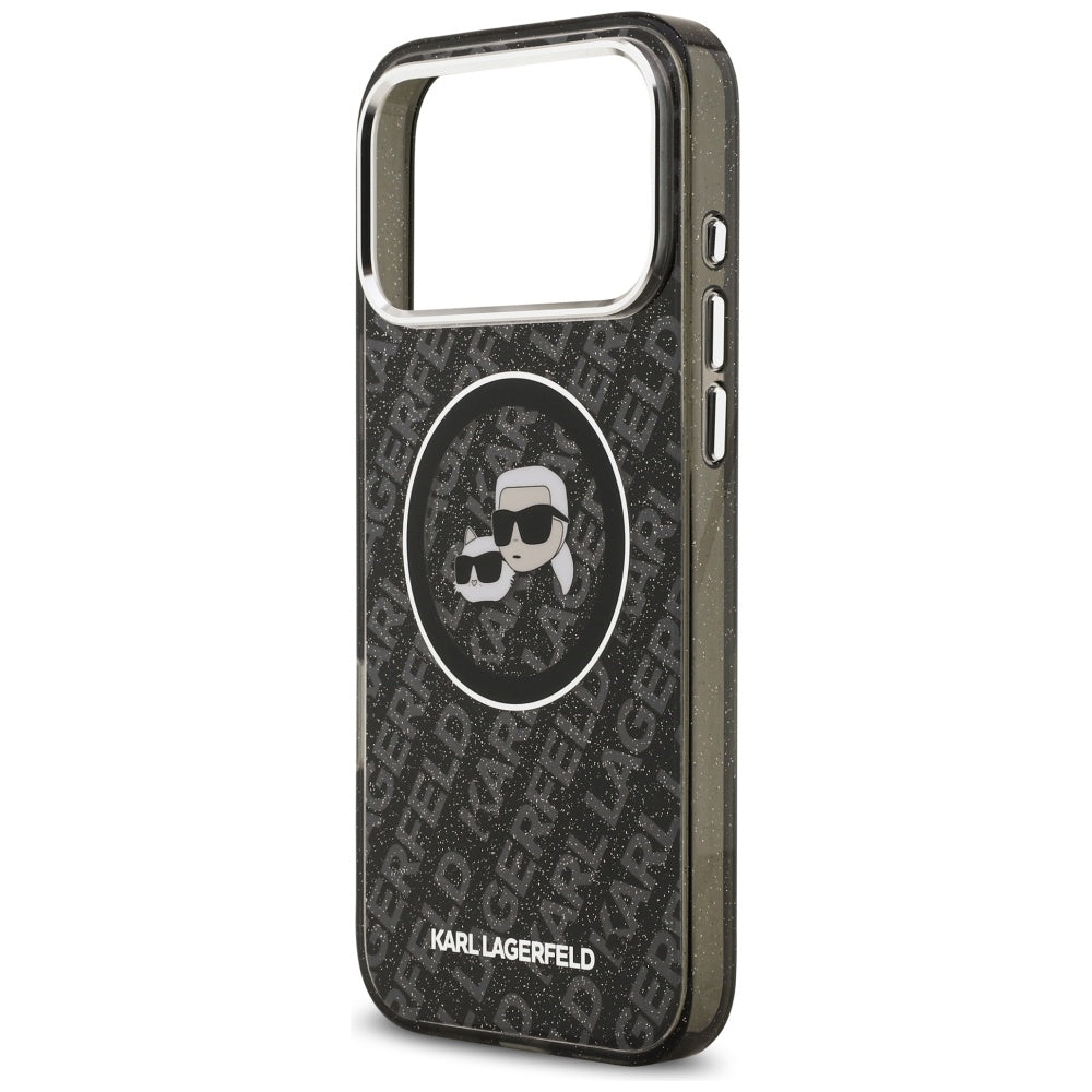 MagSafe-deksel for Apple iPhone 17 Pro Max, Karl Lagerfeld, Glitter Karl & Choupette Head, Svart