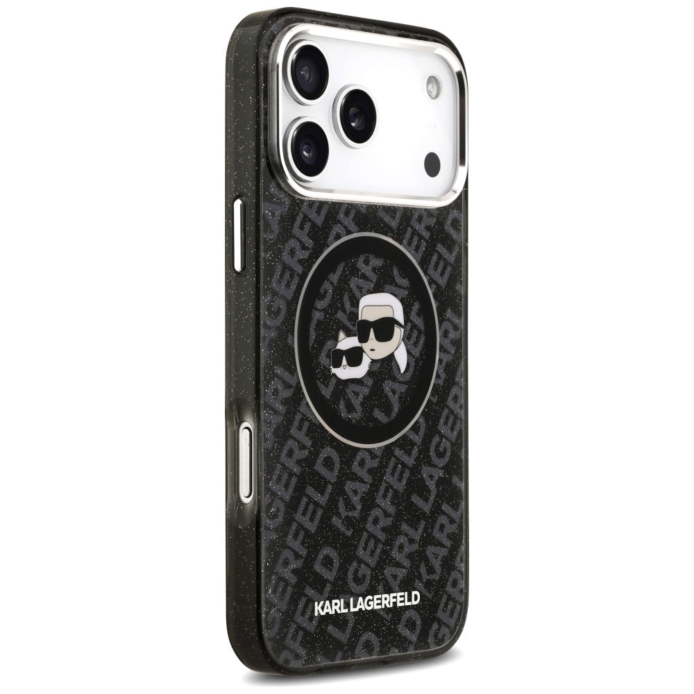 MagSafe-deksel for Apple iPhone 17 Pro Max, Karl Lagerfeld, Glitter Karl & Choupette Head, Svart