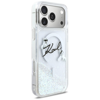 MagSafe-deksel for Apple iPhone 17 Pro Max, Karl Lagerfeld, Glitter Karl Script Logo, Gjennomsiktig