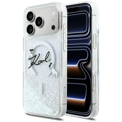 MagSafe-deksel for Apple iPhone 17 Pro Max, Karl Lagerfeld, Glitter Karl Script Logo, Gjennomsiktig