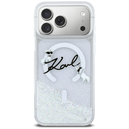 MagSafe-deksel for Apple iPhone 17 Pro Max, Karl Lagerfeld, Glitter Karl Script Logo, Gjennomsiktig