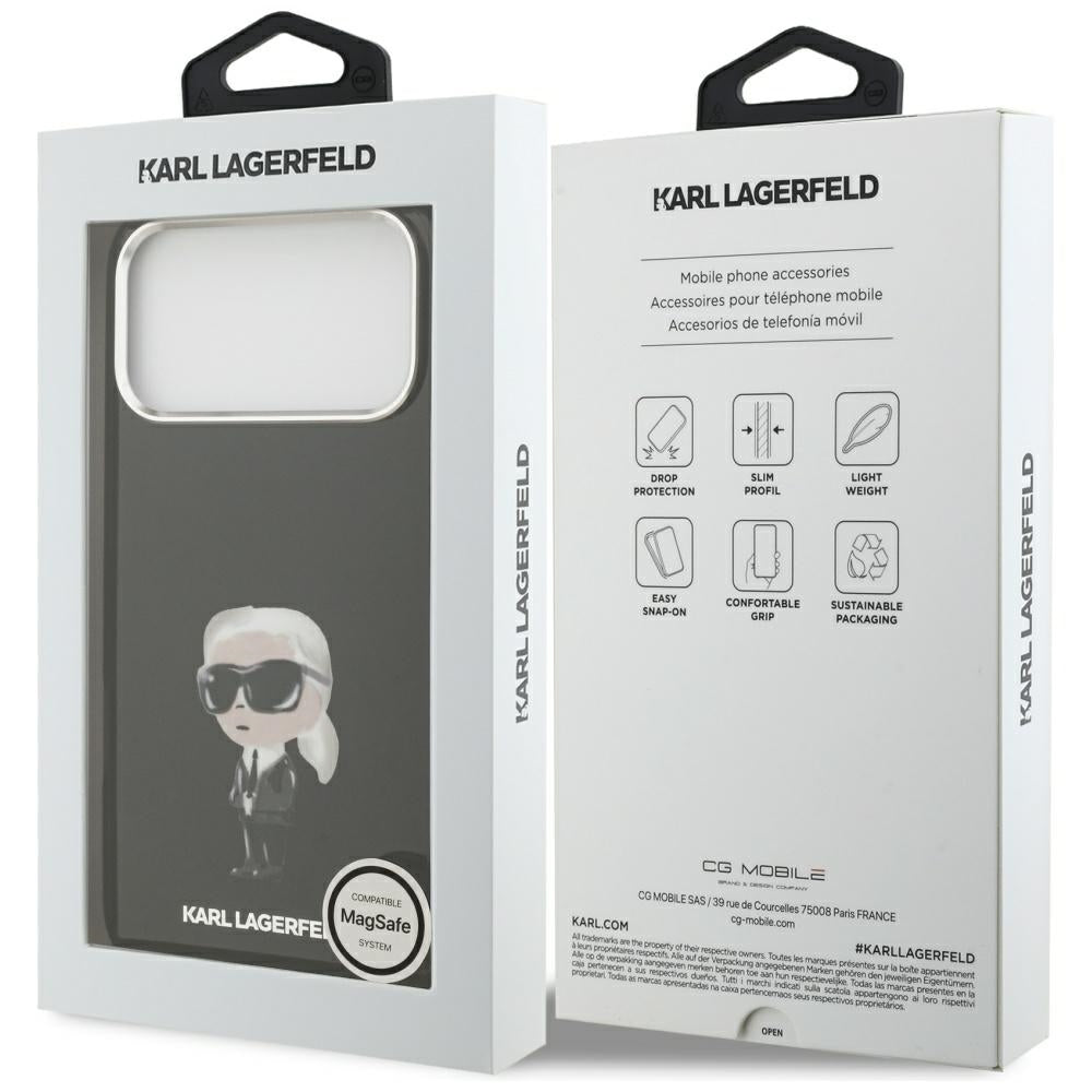 MagSafe-deksel for Apple iPhone 17 Pro Max, Karl Lagerfeld, IML Aquarelle Karl Ikonik, Svart