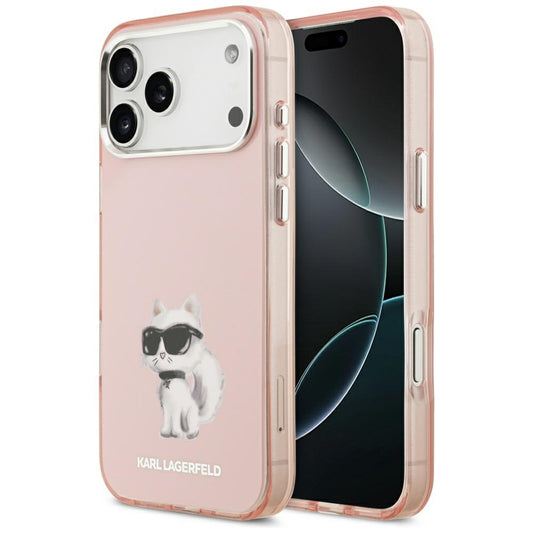 MagSafe-deksel for Apple iPhone 17 Pro Max, Karl Lagerfeld, IML Aquarelle Logo Choupette, Rosa