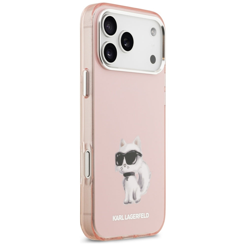 MagSafe-deksel for Apple iPhone 17 Pro Max, Karl Lagerfeld, IML Aquarelle Logo Choupette, Rosa