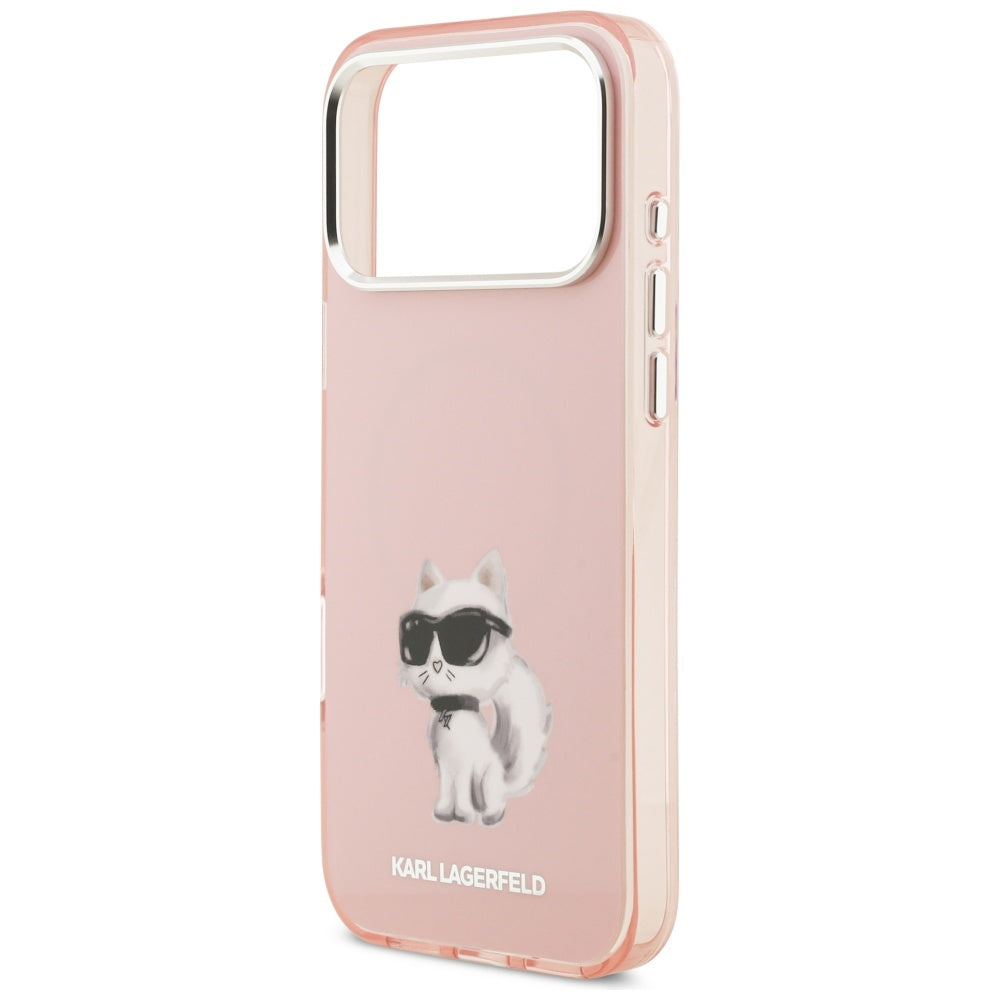 MagSafe-deksel for Apple iPhone 17 Pro Max, Karl Lagerfeld, IML Aquarelle Logo Choupette, Rosa