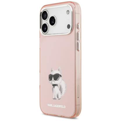 MagSafe-deksel for Apple iPhone 17 Pro Max, Karl Lagerfeld, IML Aquarelle Logo Choupette, Rosa