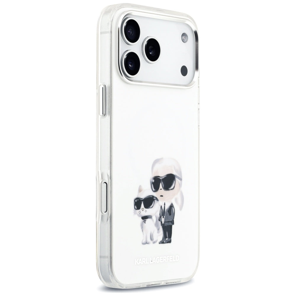 MagSafe-deksel for Apple iPhone 17 Pro Max, Karl Lagerfeld, IML Aquarelle Logo Karl & Choupette, Hvit