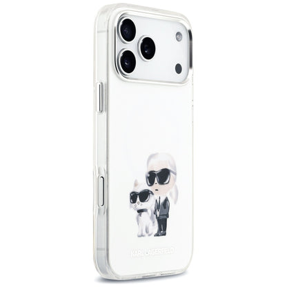 MagSafe-deksel for Apple iPhone 17 Pro Max, Karl Lagerfeld, IML Aquarelle Logo Karl & Choupette, Hvit