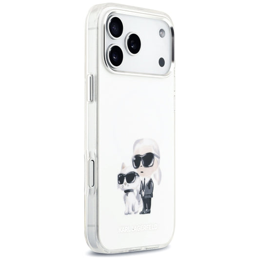 MagSafe-deksel for Apple iPhone 17 Pro Max, Karl Lagerfeld, IML Aquarelle Logo Karl & Choupette, Hvit