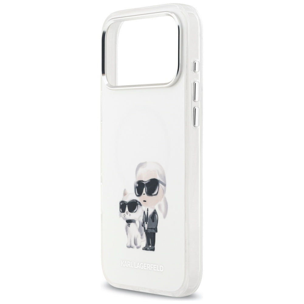 MagSafe-deksel for Apple iPhone 17 Pro Max, Karl Lagerfeld, IML Aquarelle Logo Karl & Choupette, Hvit