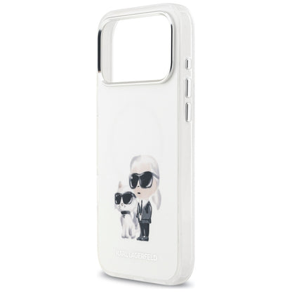 MagSafe-deksel for Apple iPhone 17 Pro Max, Karl Lagerfeld, IML Aquarelle Logo Karl & Choupette, Hvit