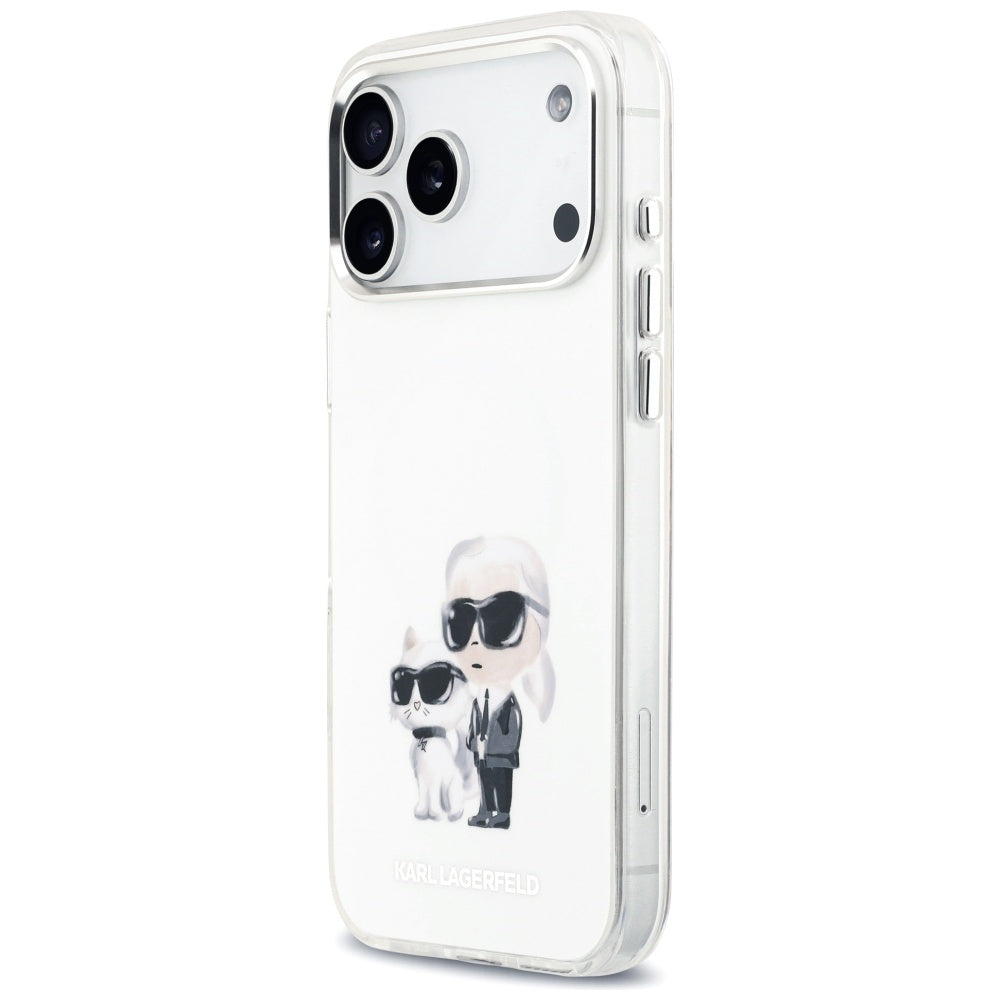 MagSafe-deksel for Apple iPhone 17 Pro Max, Karl Lagerfeld, IML Aquarelle Logo Karl & Choupette, Hvit