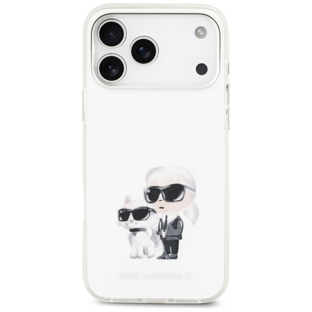 MagSafe-deksel for Apple iPhone 17 Pro Max, Karl Lagerfeld, IML Aquarelle Logo Karl & Choupette, Hvit