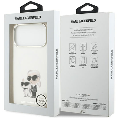 MagSafe-deksel for Apple iPhone 17 Pro Max, Karl Lagerfeld, IML Aquarelle Logo Karl & Choupette, Hvit