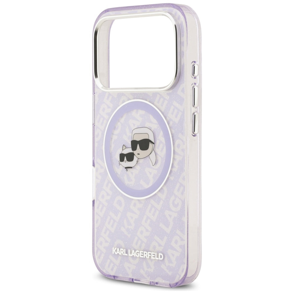 MagSafe-deksel for Apple iPhone 17 Pro Max, Karl Lagerfeld, IML Glitter Karl & Choupette`s Heads, Lilla