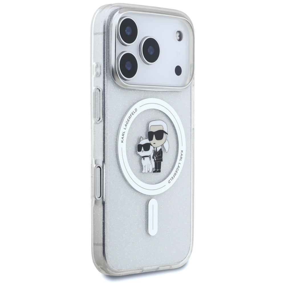 MagSafe-deksel for Apple iPhone 17 Pro Max, Karl Lagerfeld, IML Glitter Karl & Choupette, Gjennomsiktig
