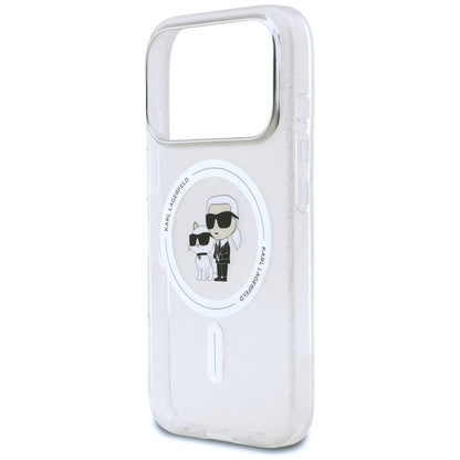 MagSafe-deksel for Apple iPhone 17 Pro Max, Karl Lagerfeld, IML Glitter Karl & Choupette, Gjennomsiktig