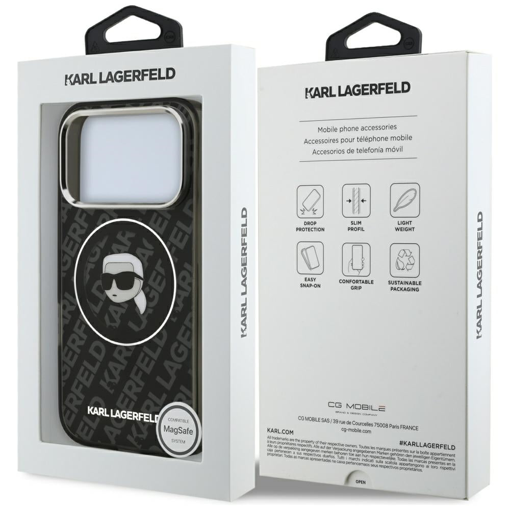 MagSafe-deksel for Apple iPhone 17 Pro Max, Karl Lagerfeld, IML Karl`s Head, Svart