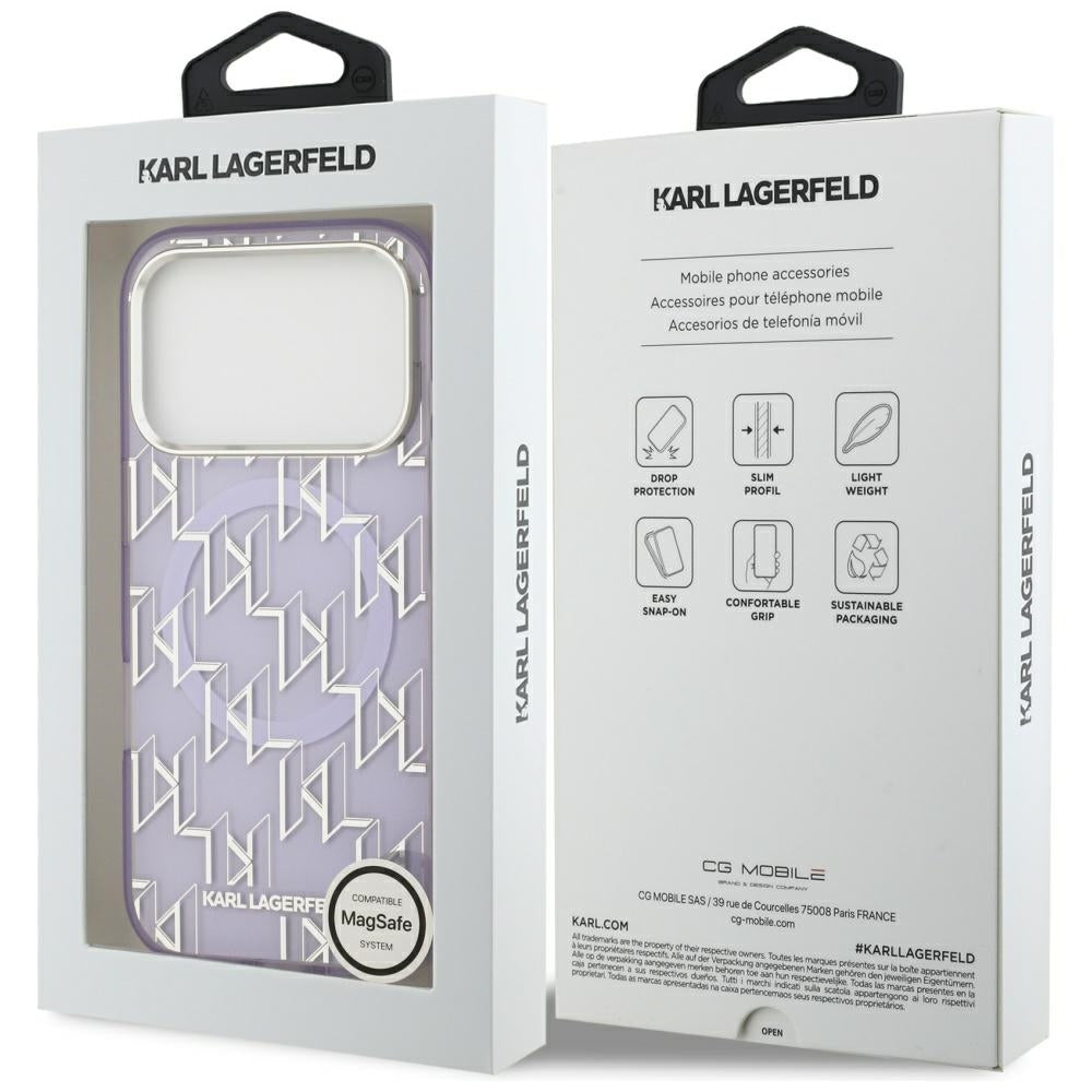 MagSafe-deksel for Apple iPhone 17 Pro Max, Karl Lagerfeld, IML KL Monogram, Lilla