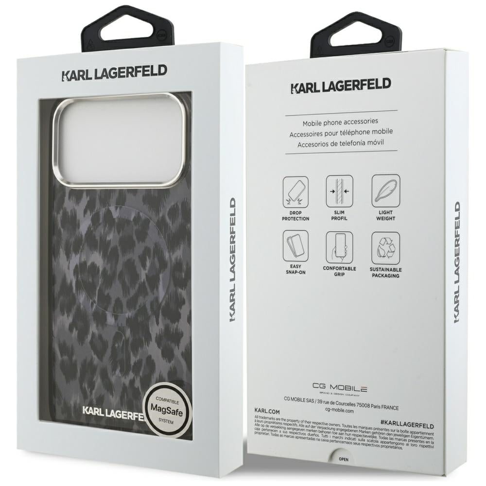 MagSafe deksel for Apple iPhone 17 Pro Max, Karl Lagerfeld, IML Leopard Pattern, Svart