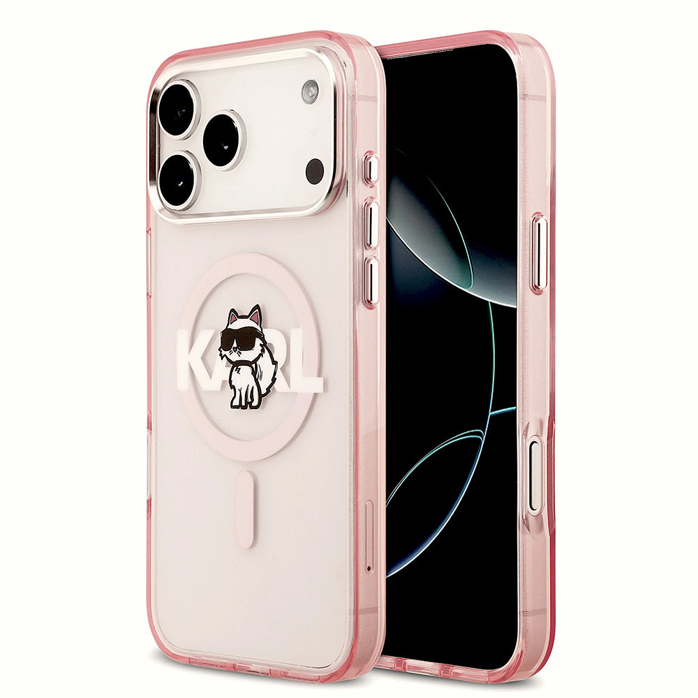 MagSafe-deksel for Apple iPhone 17 Pro Max, Karl Lagerfeld, IML Sketch Logo Choupette, Rosa