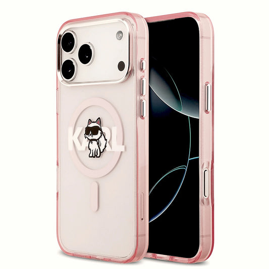 MagSafe-deksel for Apple iPhone 17 Pro Max, Karl Lagerfeld, IML Sketch Logo Choupette, Rosa