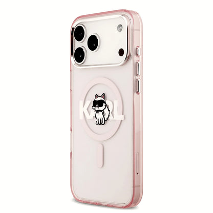 MagSafe-deksel for Apple iPhone 17 Pro Max, Karl Lagerfeld, IML Sketch Logo Choupette, Rosa