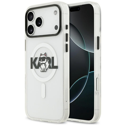 MagSafe-deksel for Apple iPhone 17 Pro Max, Karl Lagerfeld, IML Sketch Logo Choupette, Gjennomsiktig