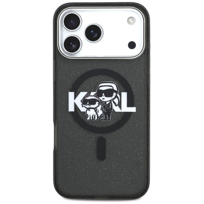 MagSafe-deksel for Apple iPhone 17 Pro Max, Karl Lagerfeld, IML Sketch Logo Glitter Karl & Choupette, Svart