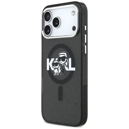 MagSafe-deksel for Apple iPhone 17 Pro Max, Karl Lagerfeld, IML Sketch Logo Glitter Karl & Choupette, Svart