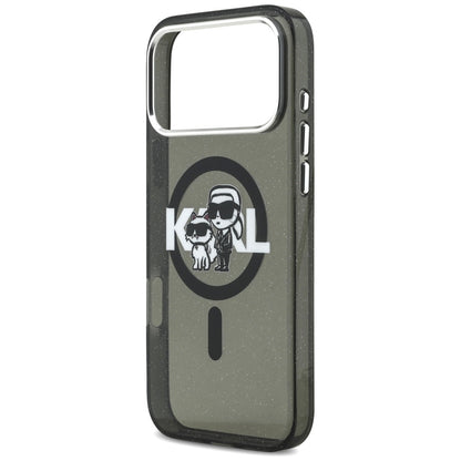 MagSafe-deksel for Apple iPhone 17 Pro Max, Karl Lagerfeld, IML Sketch Logo Glitter Karl & Choupette, Svart