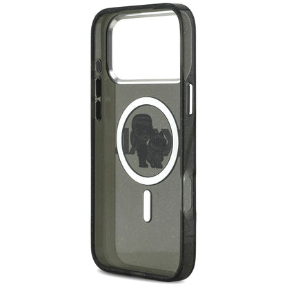 MagSafe-deksel for Apple iPhone 17 Pro Max, Karl Lagerfeld, IML Sketch Logo Glitter Karl & Choupette, Svart