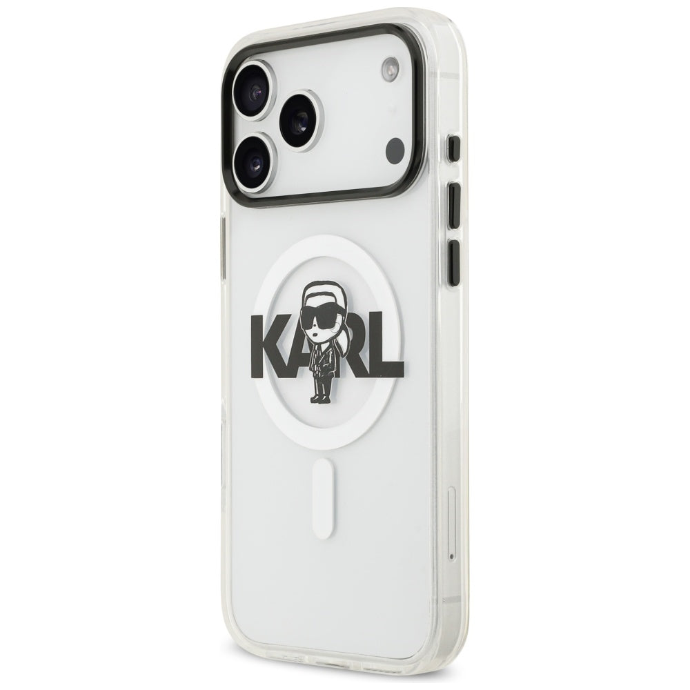MagSafe-deksel for Apple iPhone 17 Pro Max, Karl Lagerfeld, IML Sketch Logo Karl, Gjennomsiktig