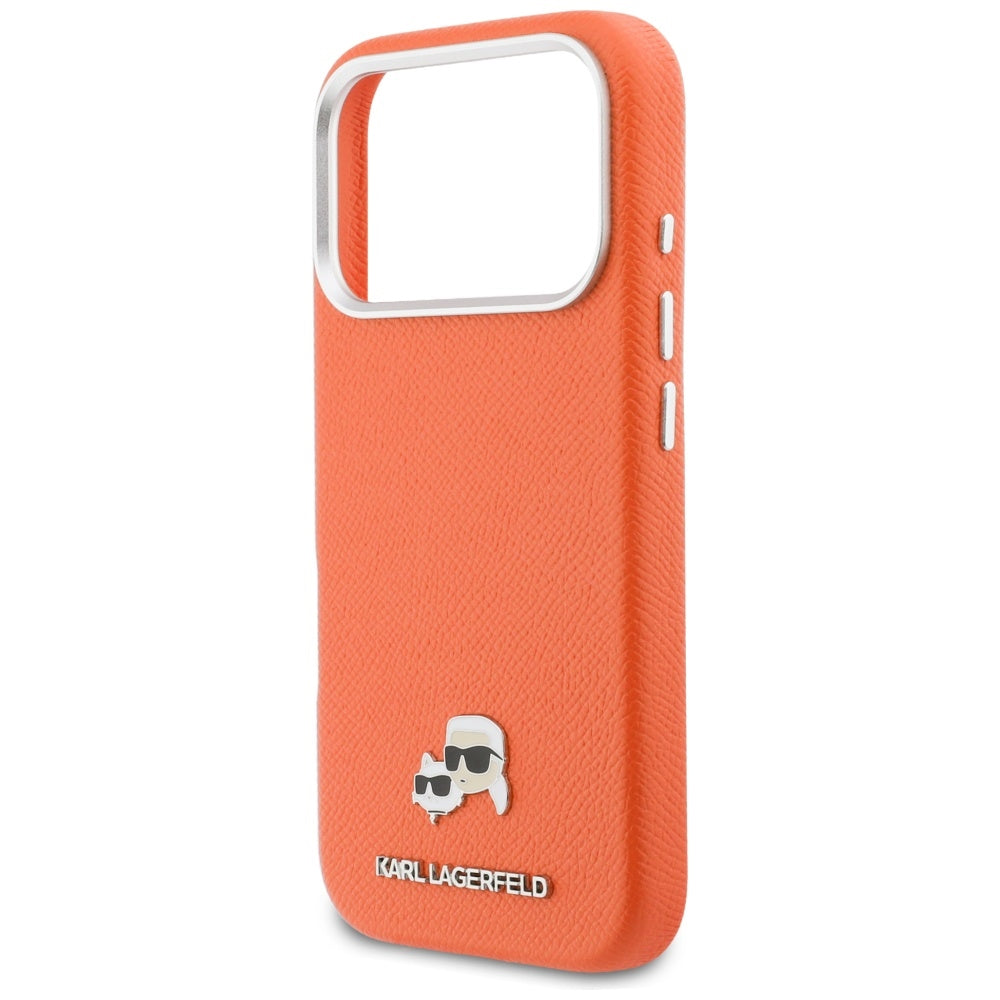 MagSafe-deksel for Apple iPhone 17 Pro Max, Karl Lagerfeld, Karl & Choupette Head's Pin, Oransje