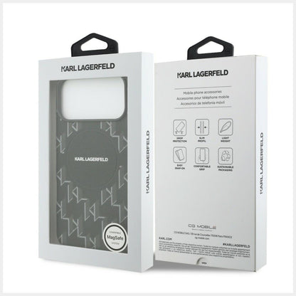 MagSafe deksel for Apple iPhone 17 Pro Max, Karl Lagerfeld, KL Monogram Logo, Svart