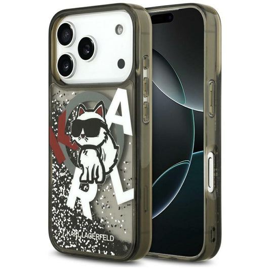 MagSafe-deksel for Apple iPhone 17 Pro Max, Karl Lagerfeld, Liquid Glitter Logo Choupette, Svart