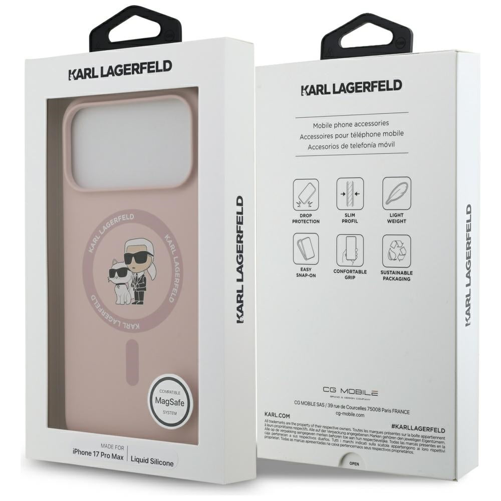 MagSafe-deksel for Apple iPhone 17 Pro Max, Karl Lagerfeld, Ring Karl & Choupette, Rosa